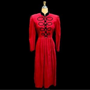 VINTAGE Victorian style‎ maxi dress fine wale corduroy tie back 80s whimsigoth